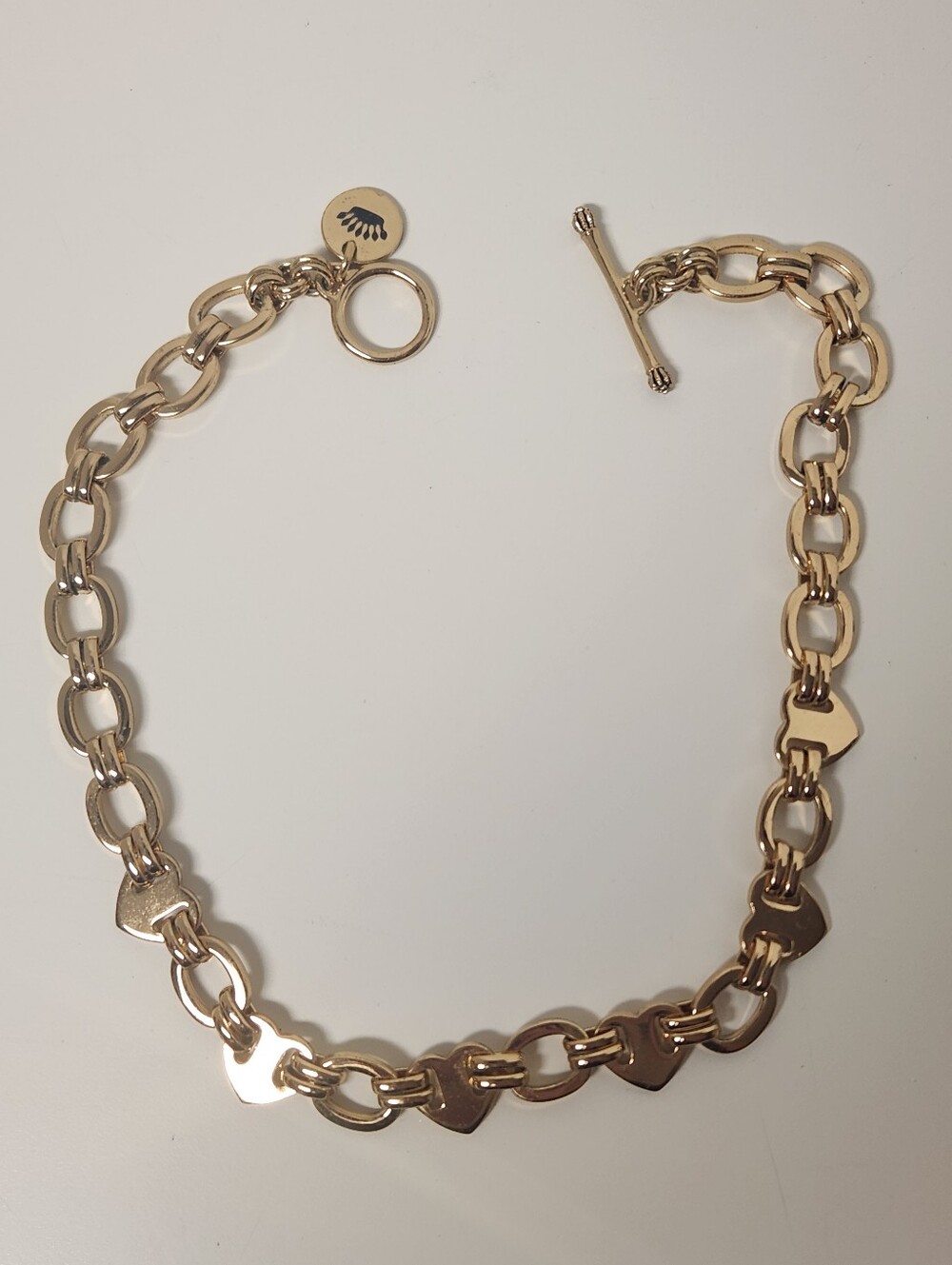 Vintage Y2K Juicy Couture Gold Tone Heart Choker Necklace